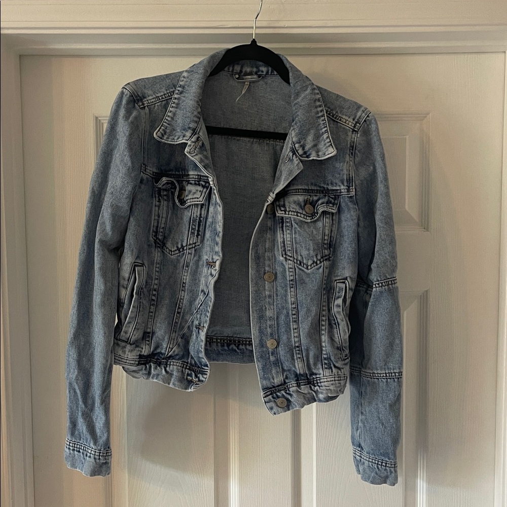Stylish Light Blue Free People Denim Jacket